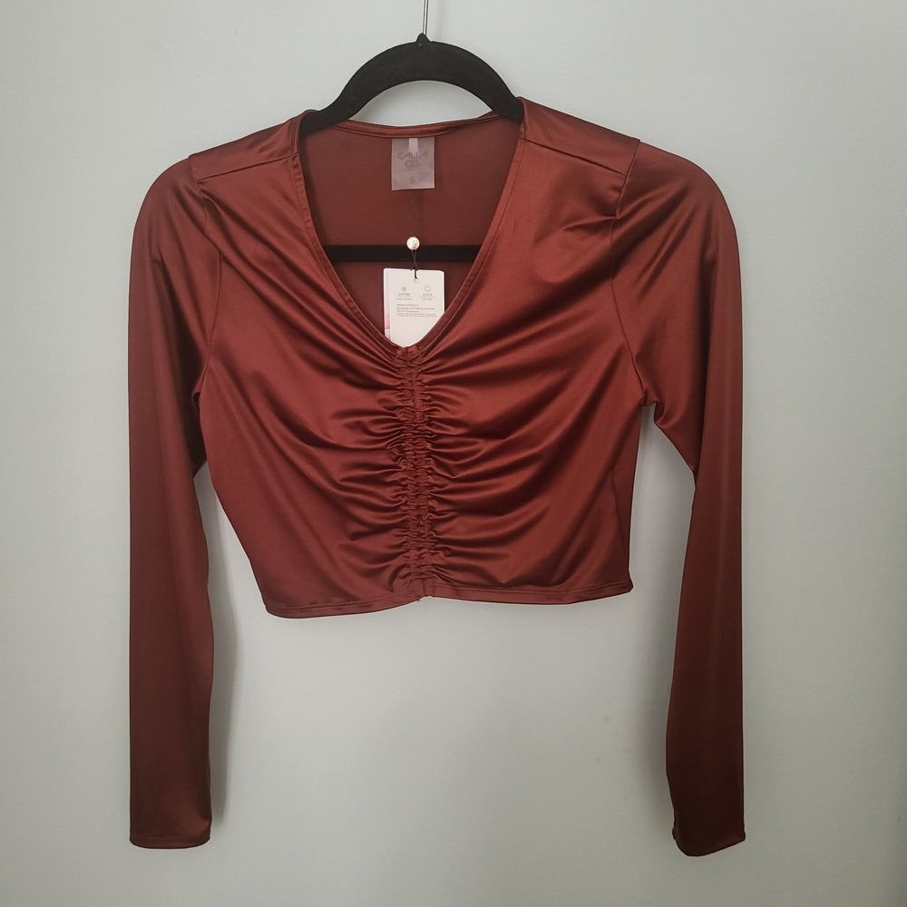 Calia Women Small Ruched Long Sleeve Rashguard‎ UPF 50+ Odor Control